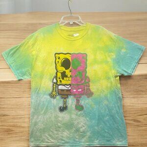SpongeBob Squarepants Skull T-Shirt Tie Dye 2021 RUE 21 NWT NOS Colorful Size XL